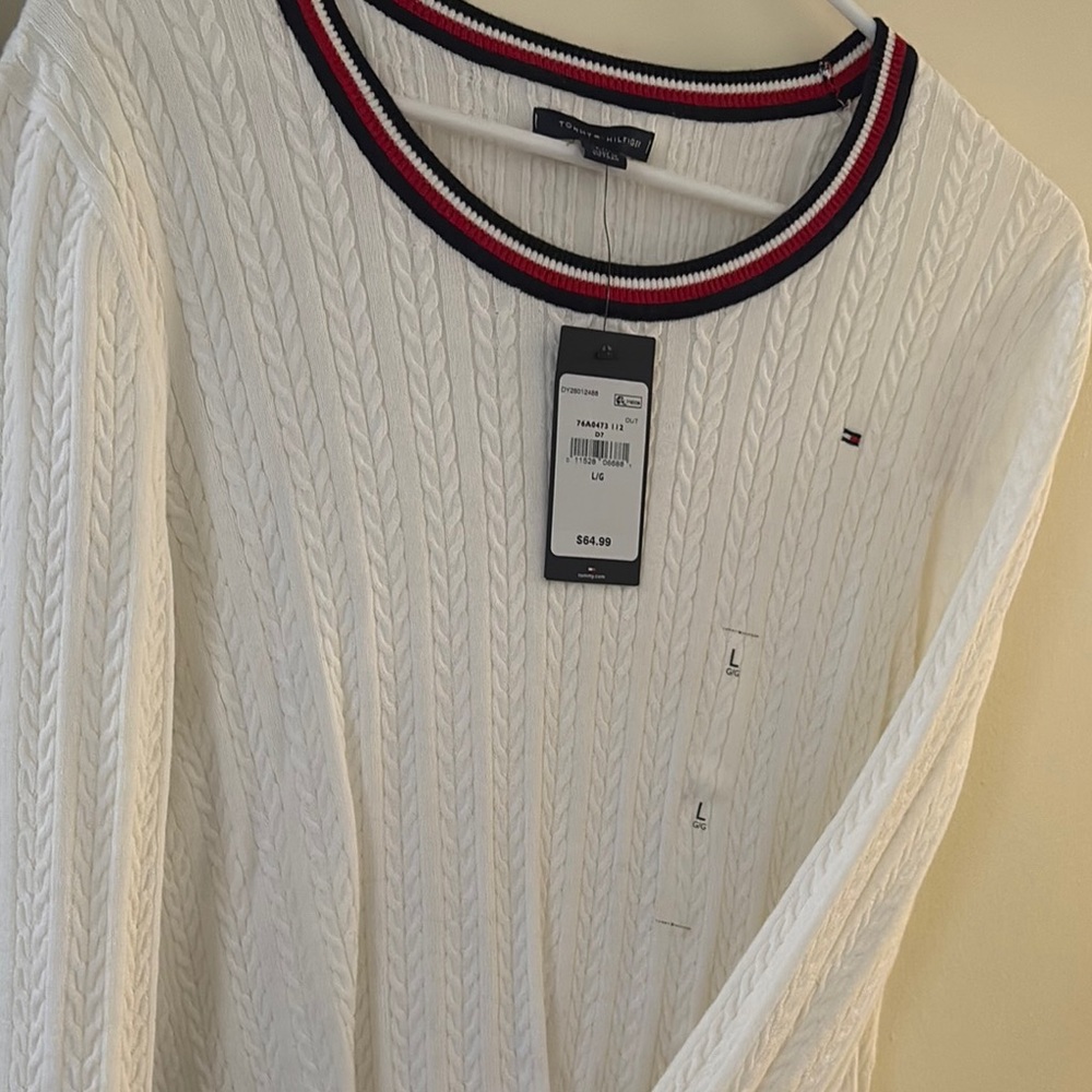 Tommy Hilfiger White Cable Knit Sweater